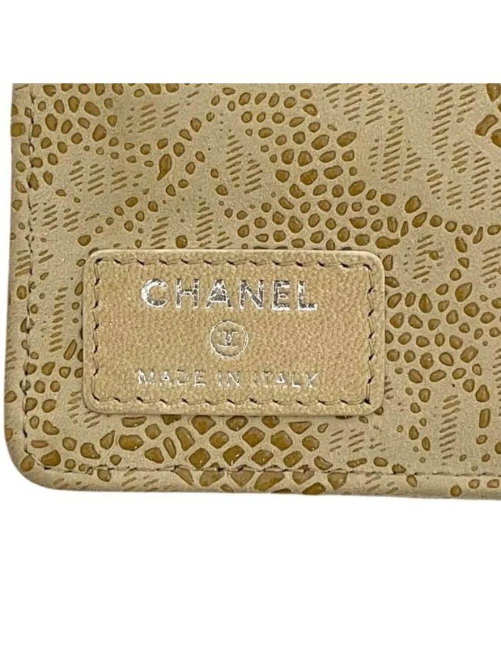 Chanel Bifold Wallet Beige Lace Ismore Ghost Skin CC Logo Folding